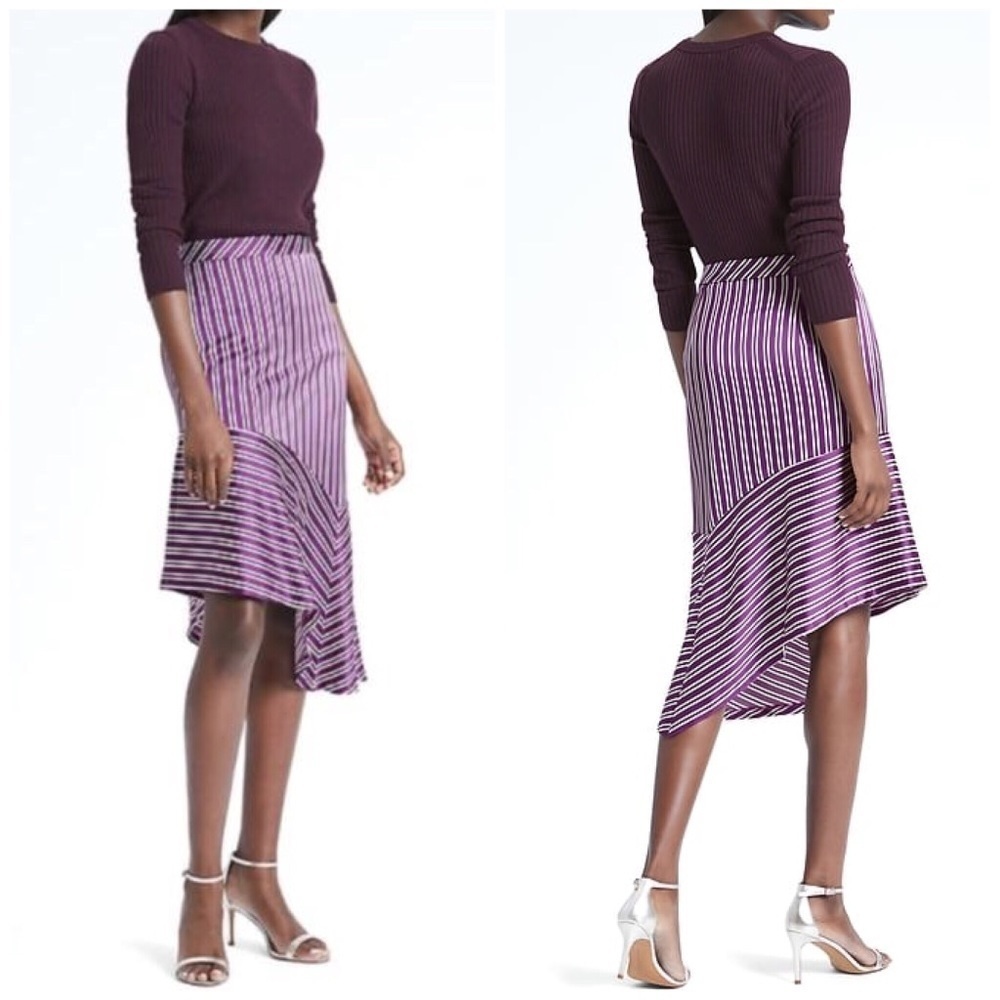 Banana Republic Stripe Asymmetrical Hem Skirt 2P